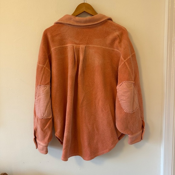 Free People x We The Free Ruby Fleece Shirt Jacket in Scarlett Ibis | Size Small - Picture 6 of 9